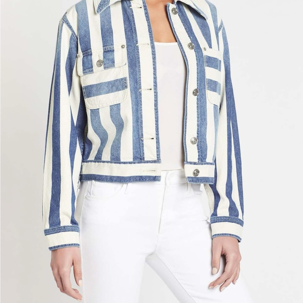 Current/Elliott Indigo and Cream Striped Sammy Jacket